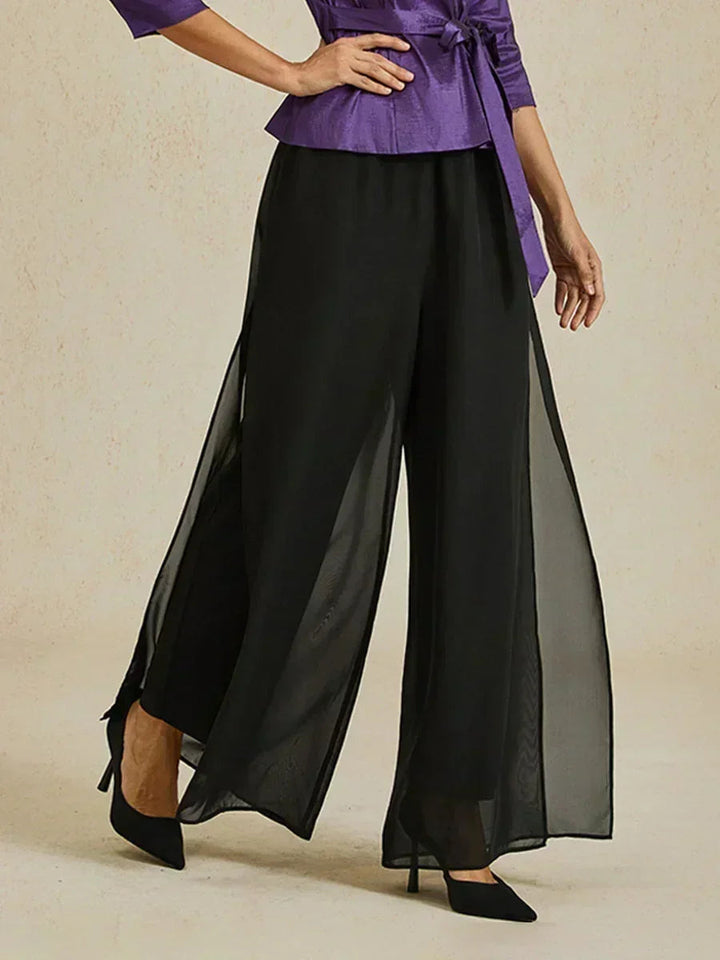 Graciana | Chiffon Trousers with Straight Leg and Slit