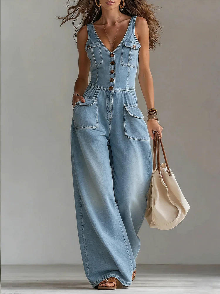 Sofia | Denim Relaxed Jumpsuit