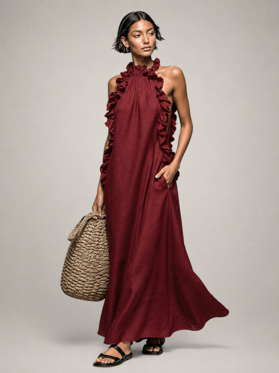 Isolde™ | Belly-Covering Maxi Dress with Ruffles