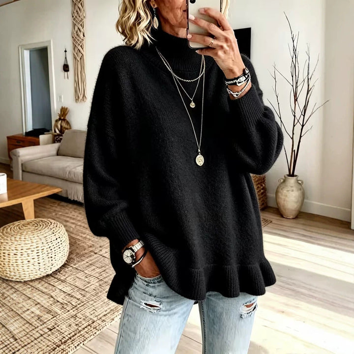 Women's Knit Sweater with Wavy Edge – Soft and Feminine