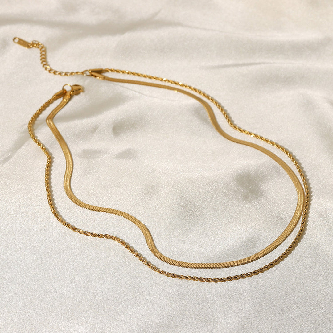 Women's Double Chain Minimalist Gold Necklace