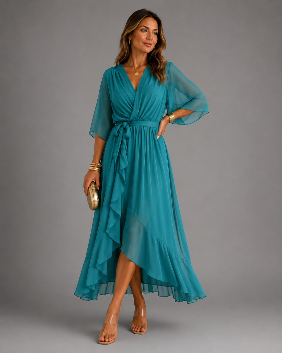 Isabelle™ | Belly-Hiding Chiffon Maxi Dress