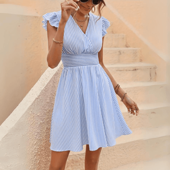 Striped Midi Dress, Elegant and Flattering, view 5 - Elena Harper