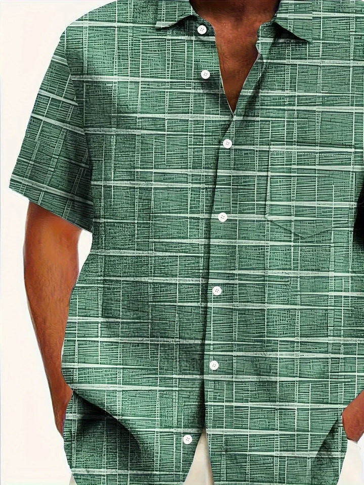 Haroyan Stylish Shirt with Checked Stripe Pattern, view 4 - Elena Harper