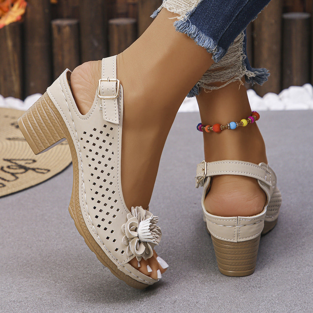 Giona Stylish Floral Wedge Sandals - Elena Harper