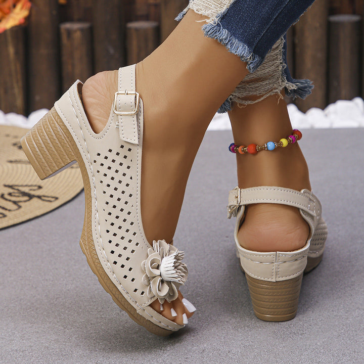 Giona Stylish Floral Wedge Sandals - Elena Harper