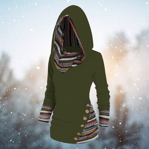 Matilda | Warmer Fleece Hoodie with Boho Pattern