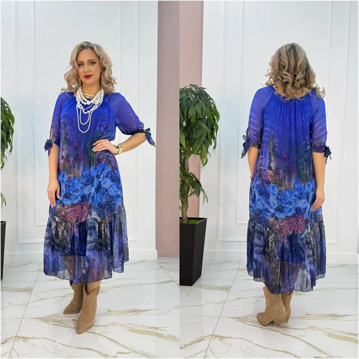 Akarsha Elegant Short Sleeve Dress, view 2 - Elena Harper