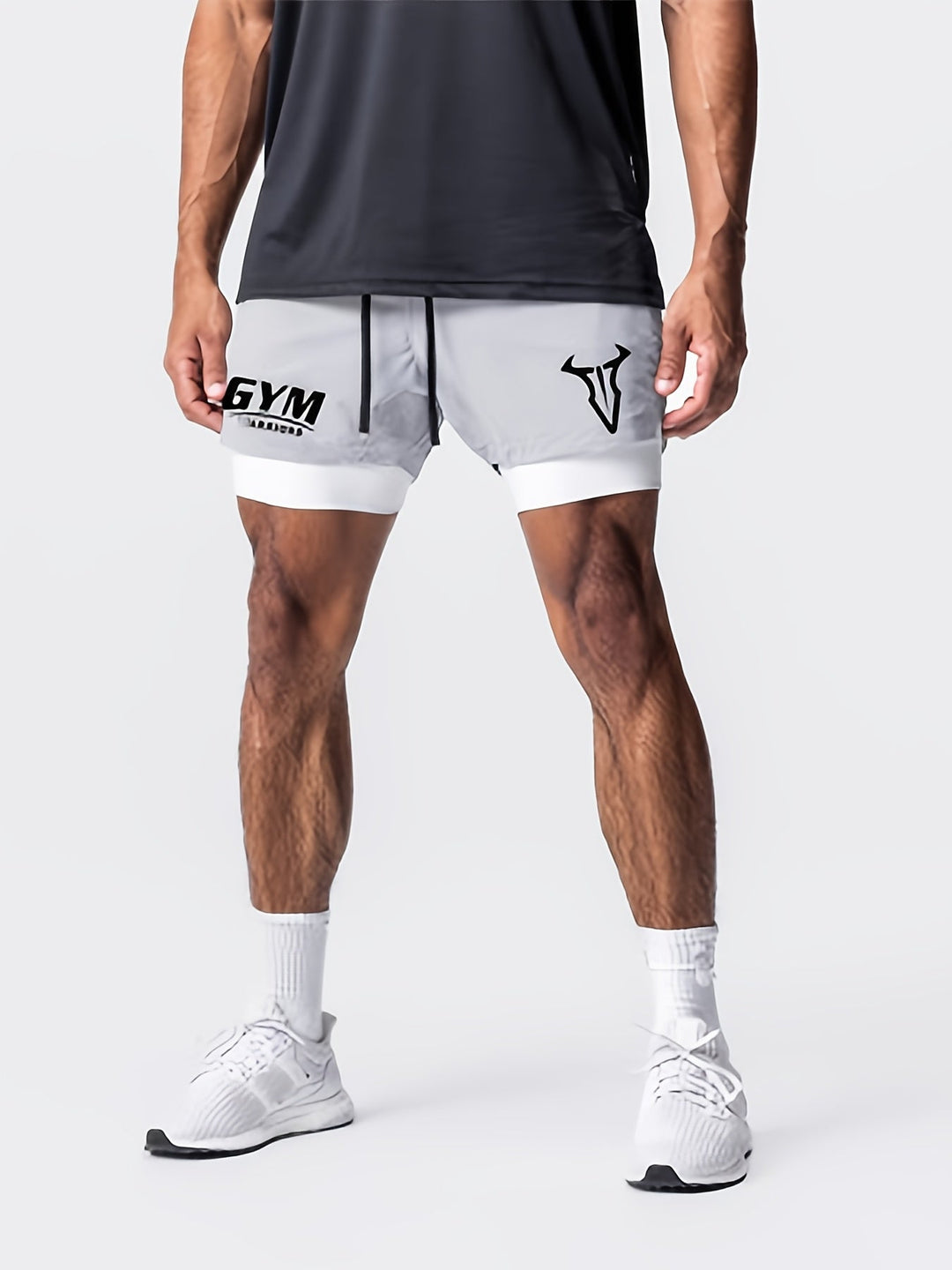Men's Montarello 2-in-1 Sports Shorts with Compression Liner and Zipper Pocket