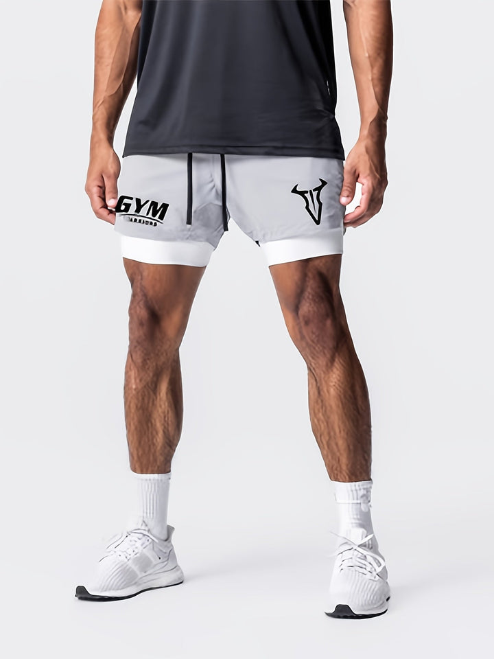 Men's Montarello 2-in-1 Sports Shorts with Compression Liner and Zipper Pocket