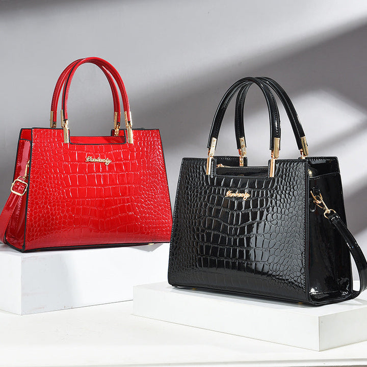 Women's Textured Fabric Bag with Embossed Pattern