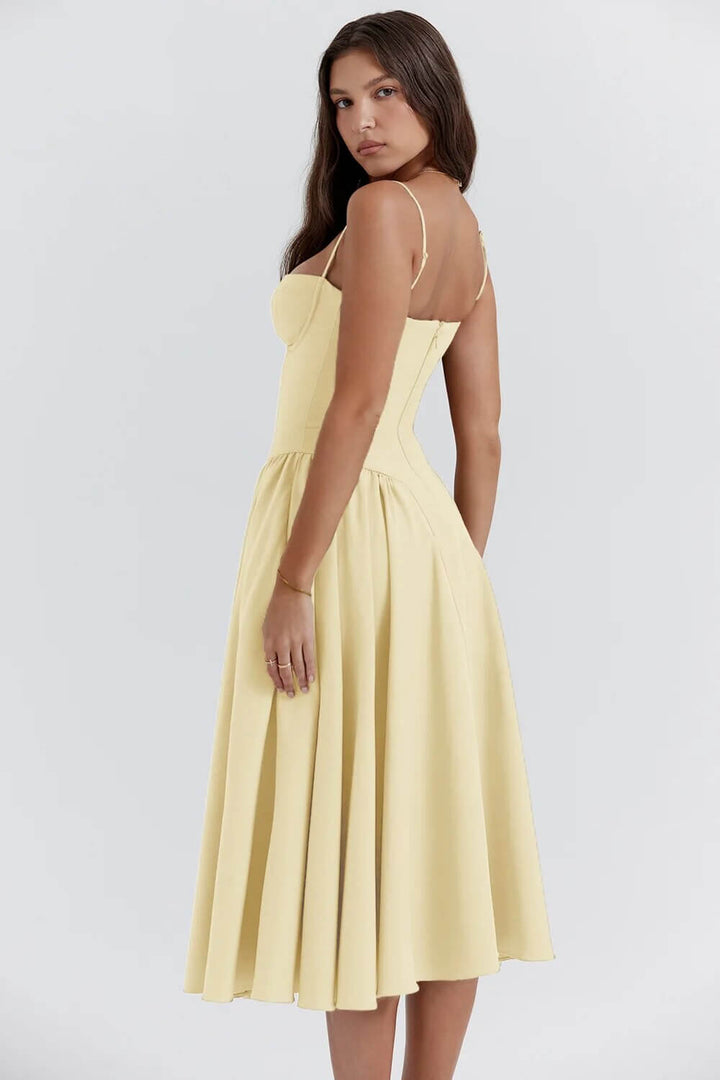 Women's Sleeveless Corset Fit Midi Dress