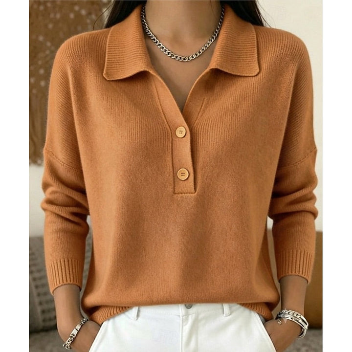 Women's Buttoned Sweater with Refined Collar - Chic and Comfortable