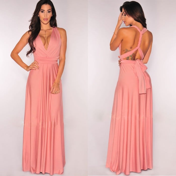 Open Back Maxi Dress for Wedding Guests Elegant, Airy, Lightweight, view 6 - Elena Harper