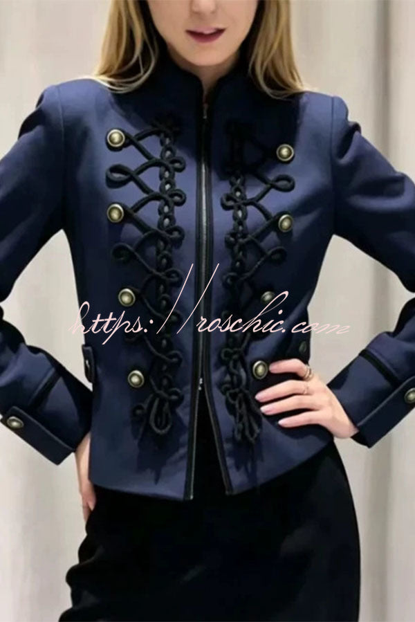 French Romantic Metal Button-down Long Sleeve Napoleon Jacket