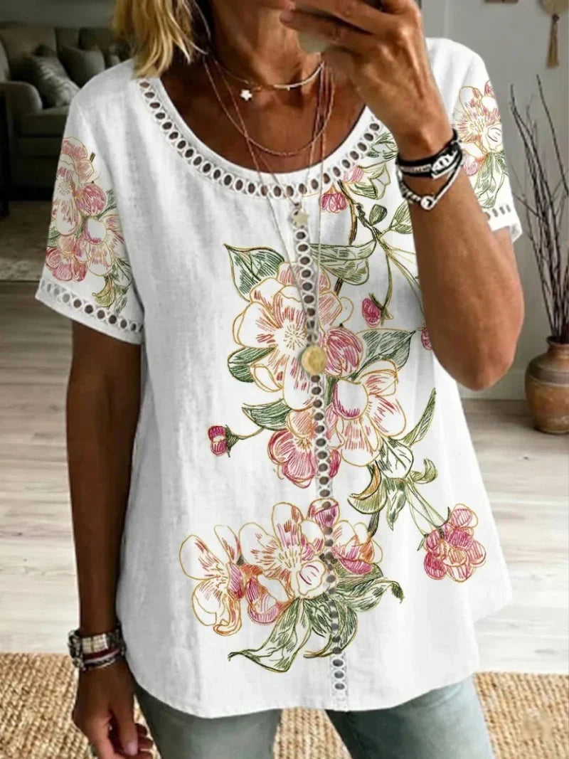 Brendie Top with Floral Pattern, view 2 - Elena Harper