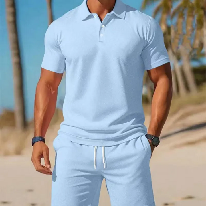 Men's Summer Set with Polo and Drawstring Shorts