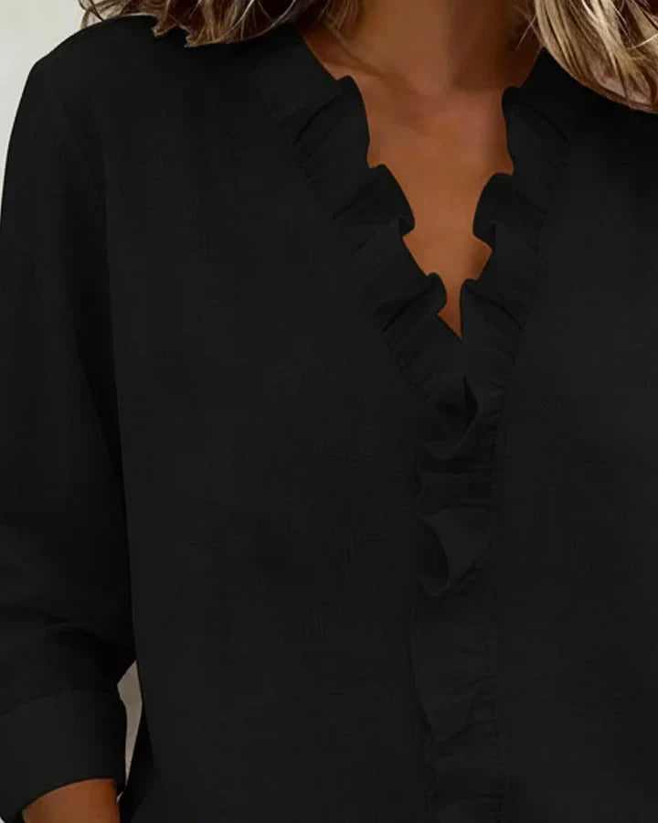 Yvonne™  |  V-neck Blouse Ruffles