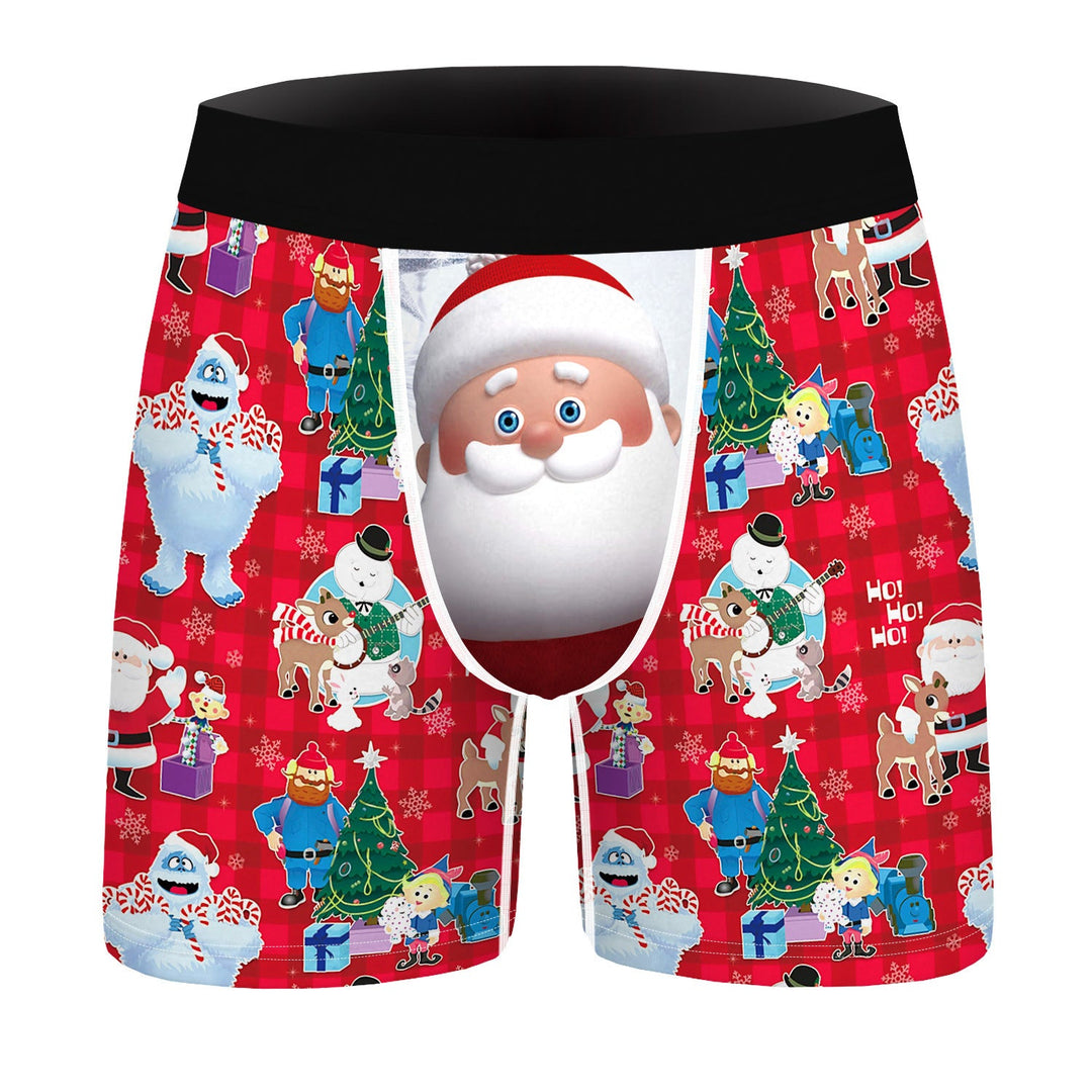 North Star | Red Snowman Print Christmas Boxer Shorts For Men