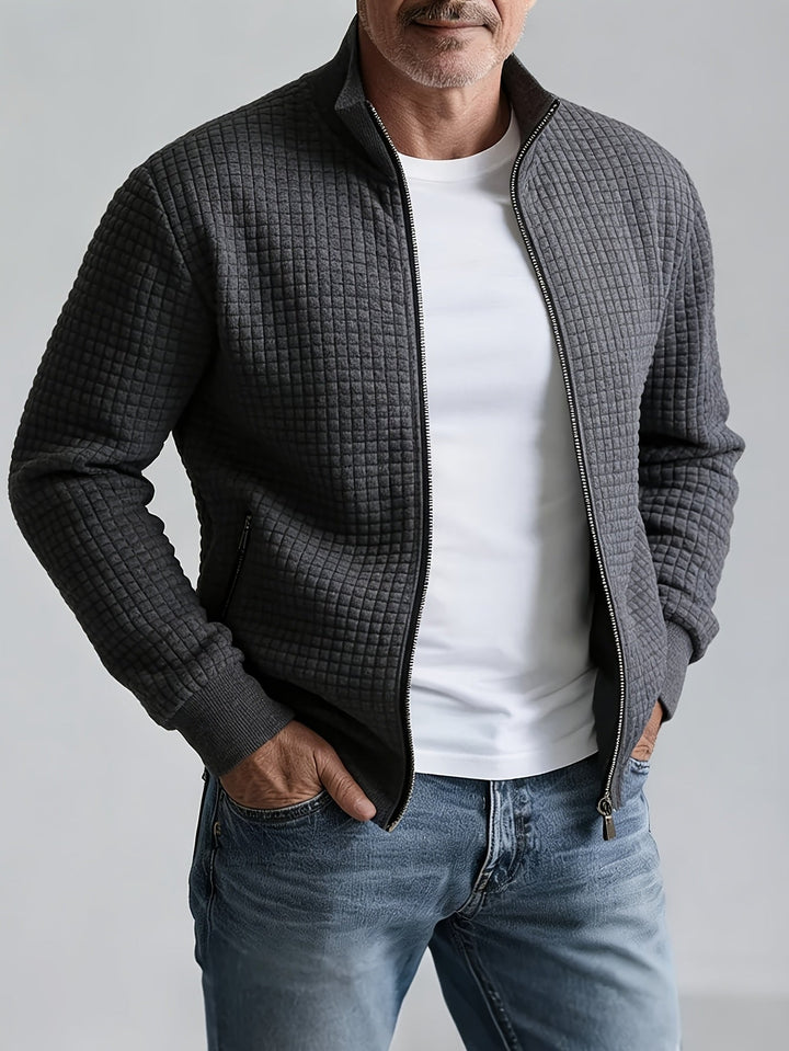 Sullivan Textured Stand-Collar Jacket, view 2 - Elena Harper