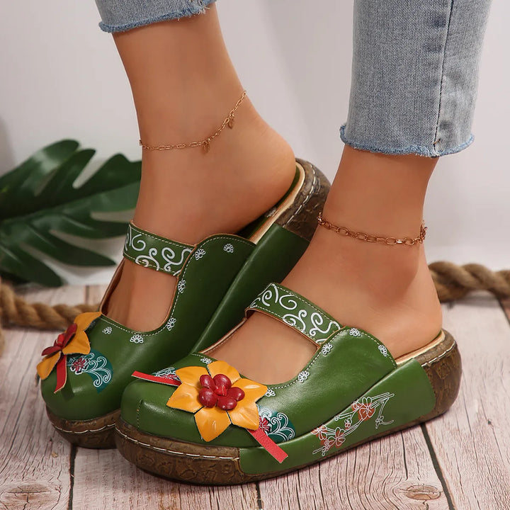 Eloria | Bohemian Floral Handmade Clogs - Pro Comfort Sole