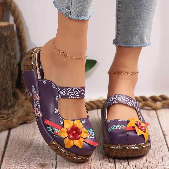 Eloria | Bohemian Floral Handmade Clogs - Pro Comfort Sole
