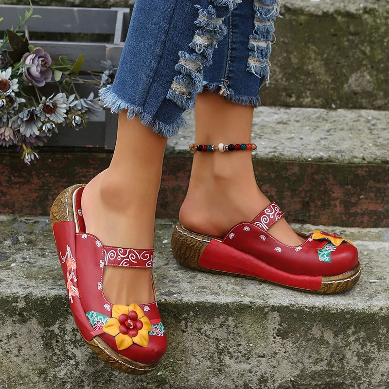 Eloria | Bohemian Floral Handmade Clogs - Pro Comfort Sole