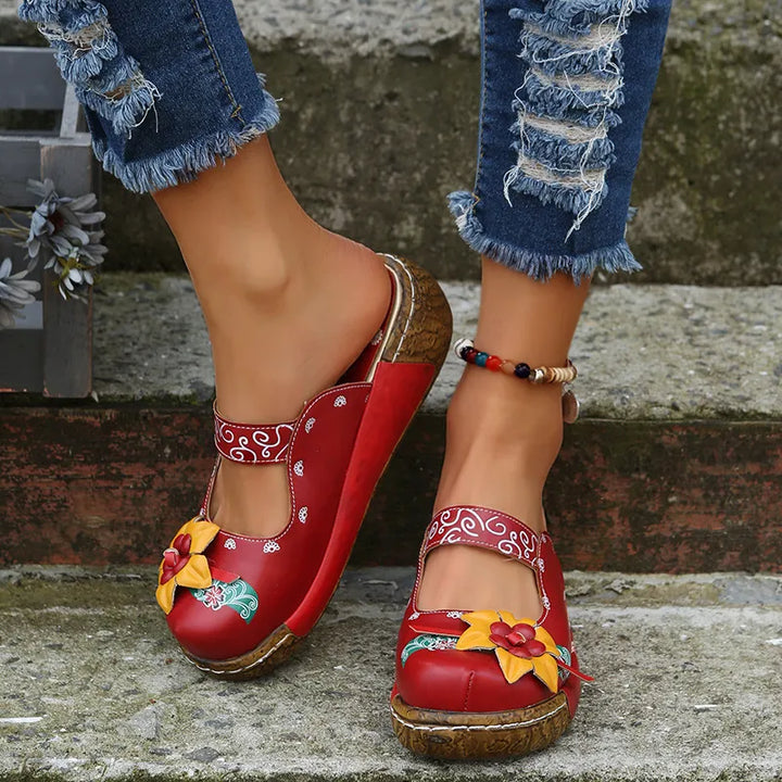 Eloria | Bohemian Floral Handmade Clogs - Pro Comfort Sole
