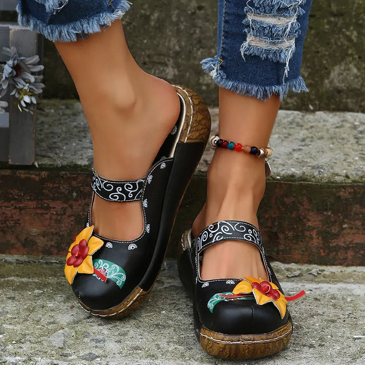 Eloria | Bohemian Floral Handmade Clogs - Pro Comfort Sole