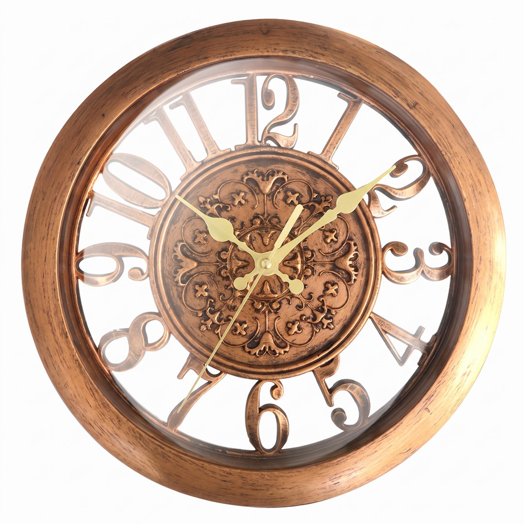 Decorative Wall Clock With Raised Numbers And Ornate Frame