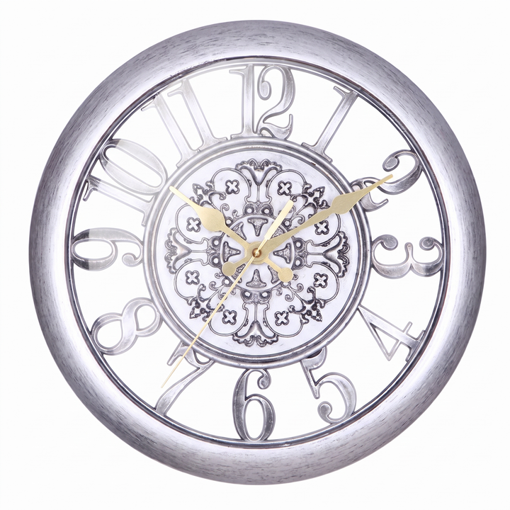 Decorative Wall Clock With Raised Numbers And Ornate Frame