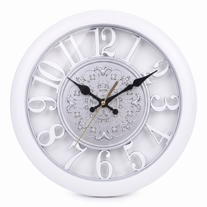 Decorative Wall Clock With Raised Numbers And Ornate Frame