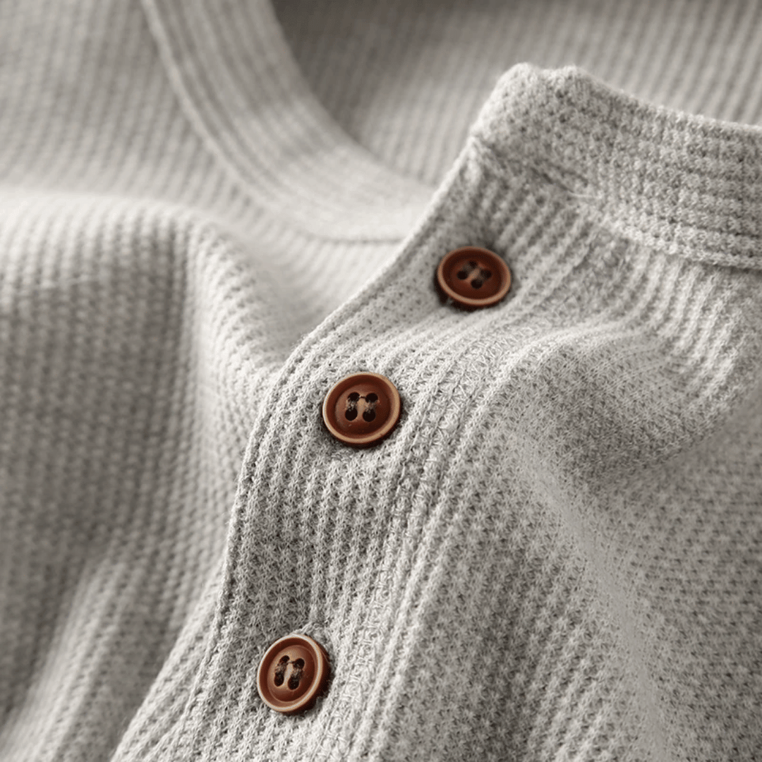 Men's Soft Henley Neck Shirt, view 8 - Elena Harper