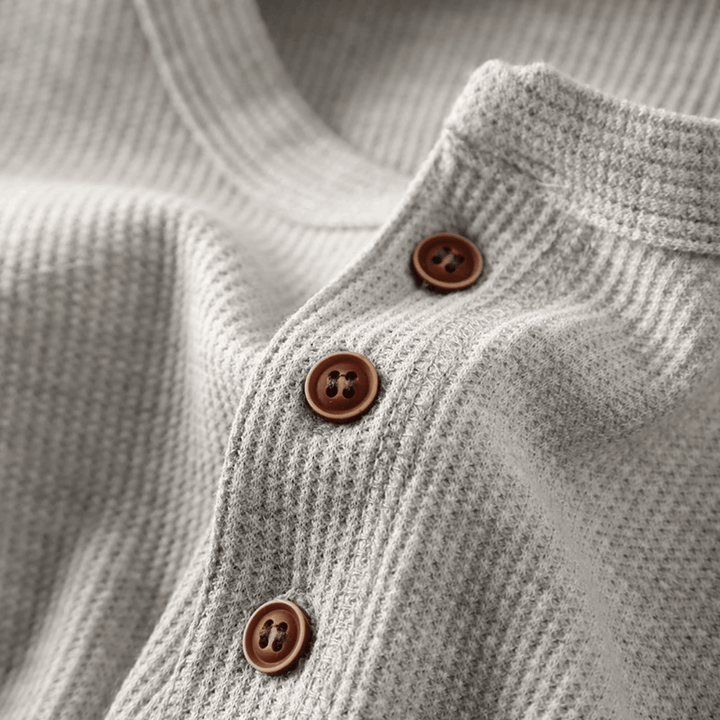 Men's Soft Henley Neck Shirt, view 8 - Elena Harper