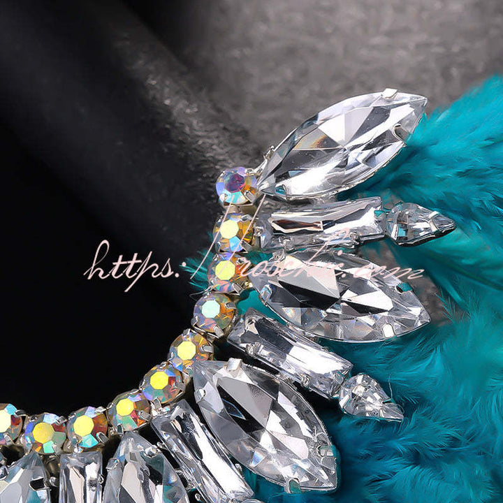 Exquisite Feather and Rhinestone Fairy Earrings