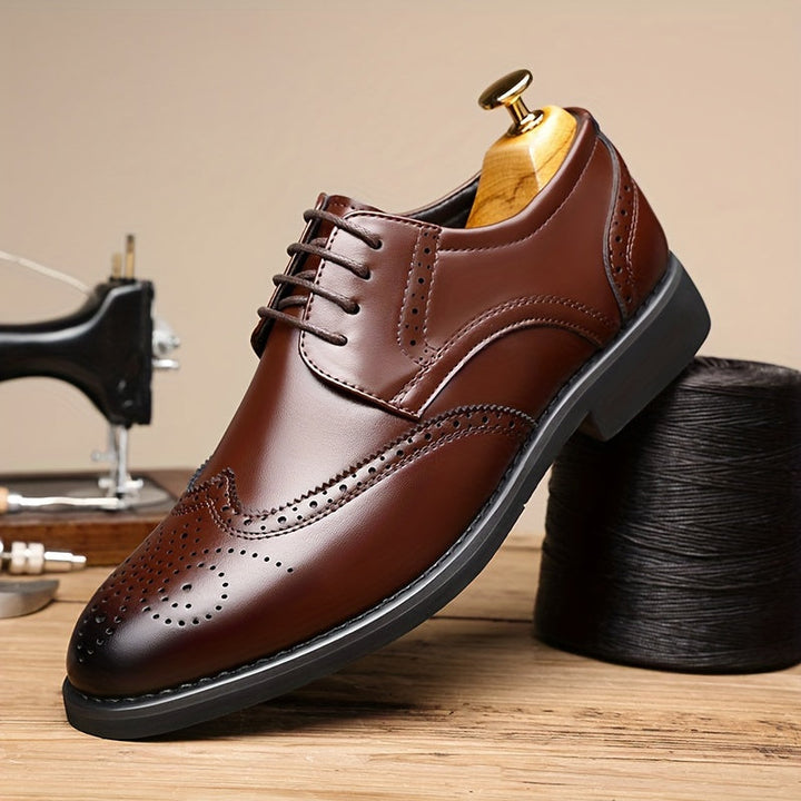 Men's Derby Shoes with Floral Tip