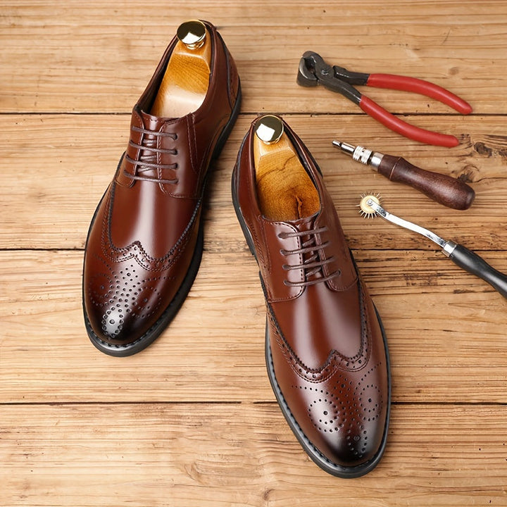 Men's Derby Shoes with Floral Tip