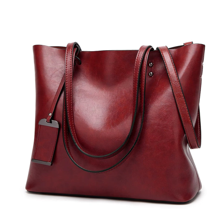 Retro Style Burgundy Smooth Leather Shoulder Bag for Women - Elea