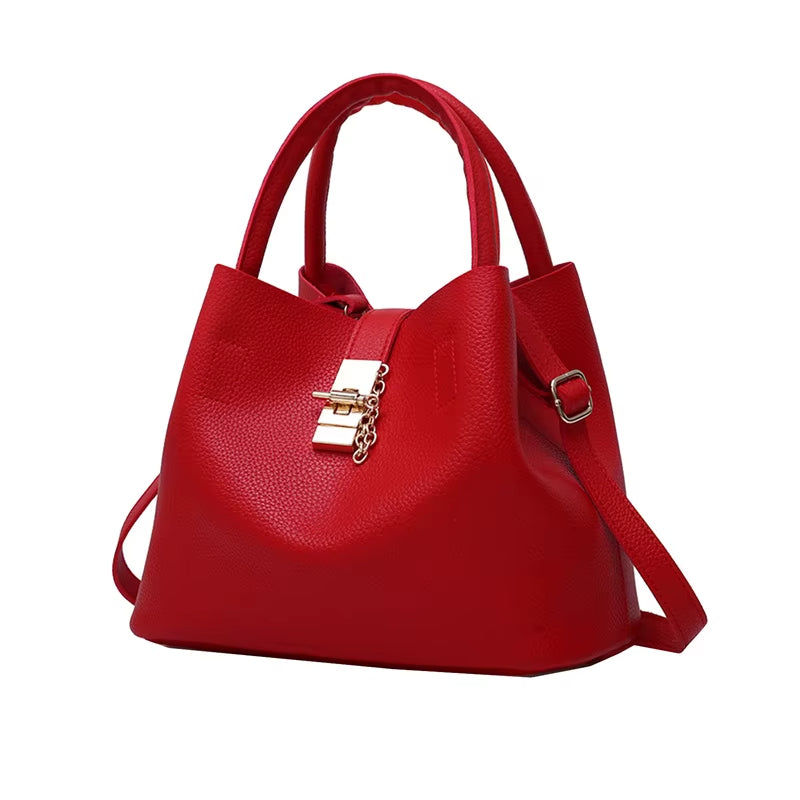 Women’s Cube-Shaped Shoulder Bag with Litchi Texture - Alessia