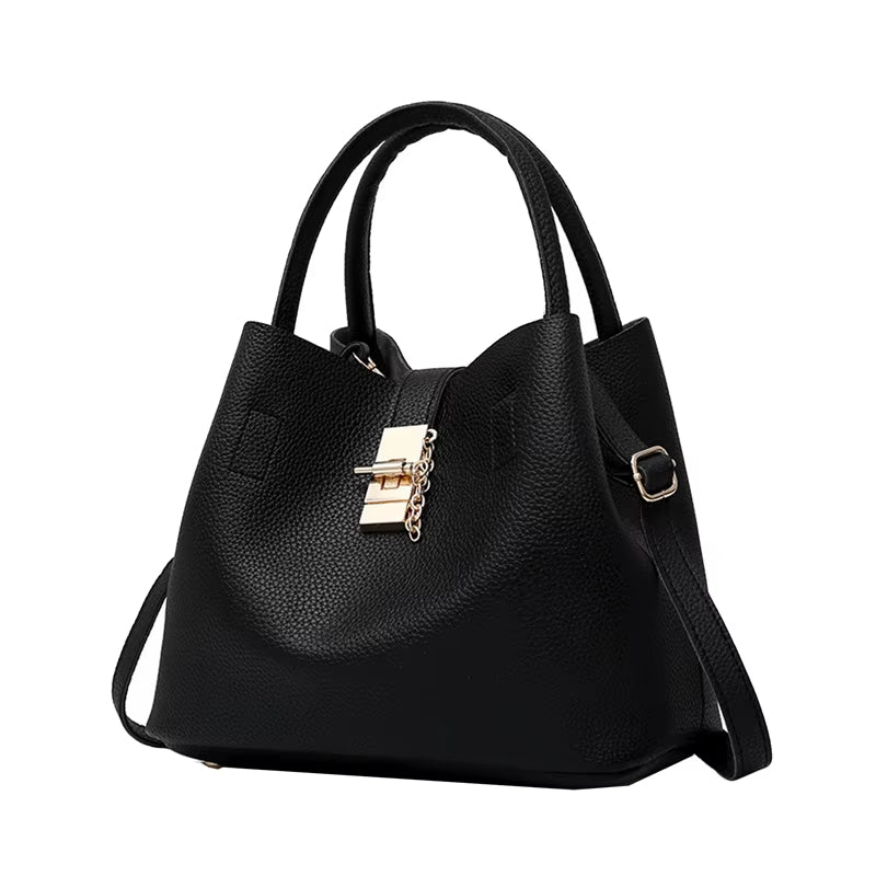 Women’s Cube-Shaped Shoulder Bag with Litchi Texture - Alessia