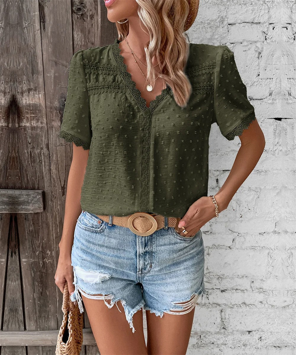 Maxine - Elegant V-Neck Summer Blouse