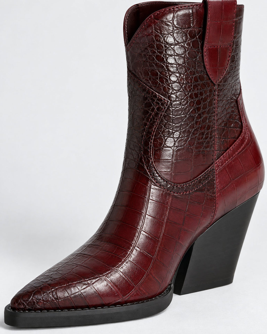 Ladies' Western Ankle Boots Croco-Print with Wedge Heel