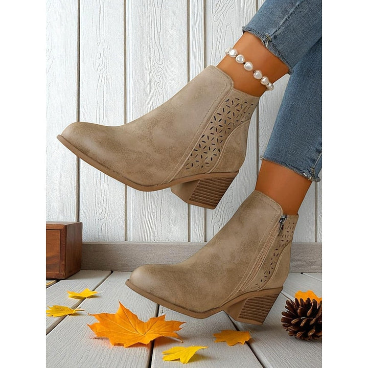 Sylvie - Elegant Suede Cut-Out Ankle Boots