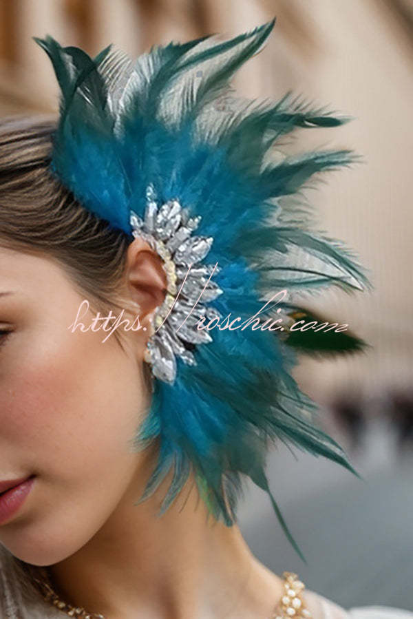 Exquisite Feather and Rhinestone Fairy Earrings