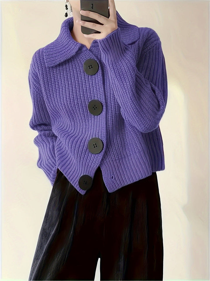 Amalia Elegant Ribbed Knit Sweater with Feminine Collar - Elena Harper