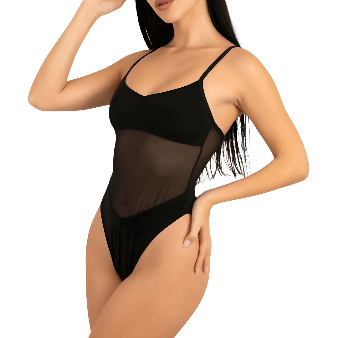 Tan-Through Swimsuit Women's One-Piece, view 5 - Elena Harper