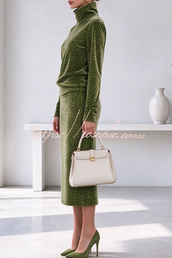 Elegant Slim-Fit Velvet Two-Piece Dress Set