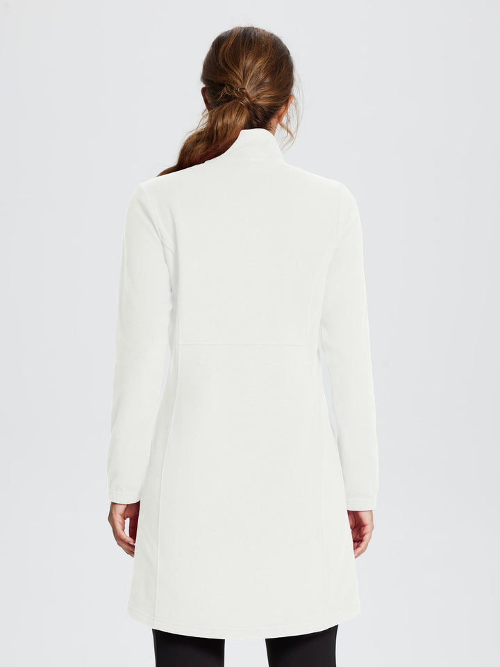 Women's Winter Tunic Dress with Half Zip, High Collar, and Kangaroo Pocket