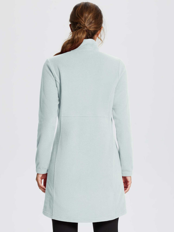 Women's Winter Tunic Dress with Half Zip, High Collar, and Kangaroo Pocket