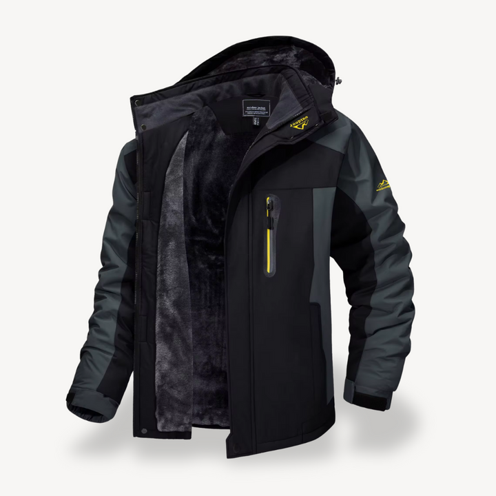 Men's Winter Jacket with Hood - Water-Repellent with Fleece Lining